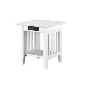 AFI Furnishings Mission End Table with Charging Station in White - 1 of 4