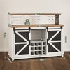 55" Coffee Bar Cabinet with Lights, Farmhouse Wine Cabinet with Wine and Glass Racks for Kitchen, Dining Room - 3 of 4