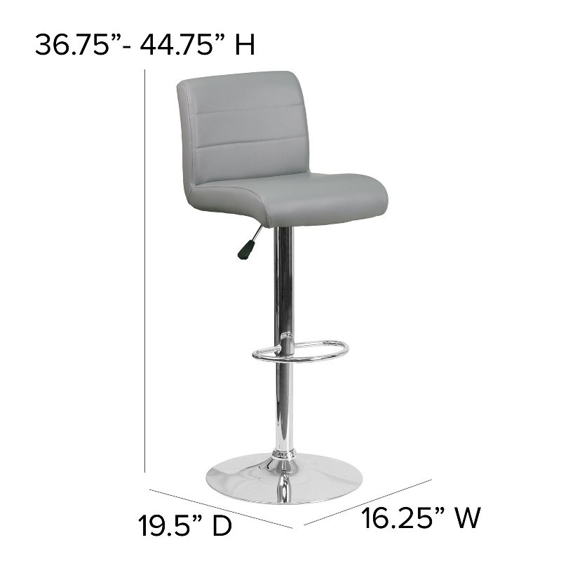 Flash Furniture Contemporary Vinyl Adjustable Height Barstool with Rolled Seat and Chrome Base, 4 of 11