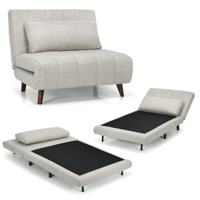Costway Convertible Sofa Bed 3 Position Folding Sleeper Chair w/ Pillow Blue\Beige\Grey