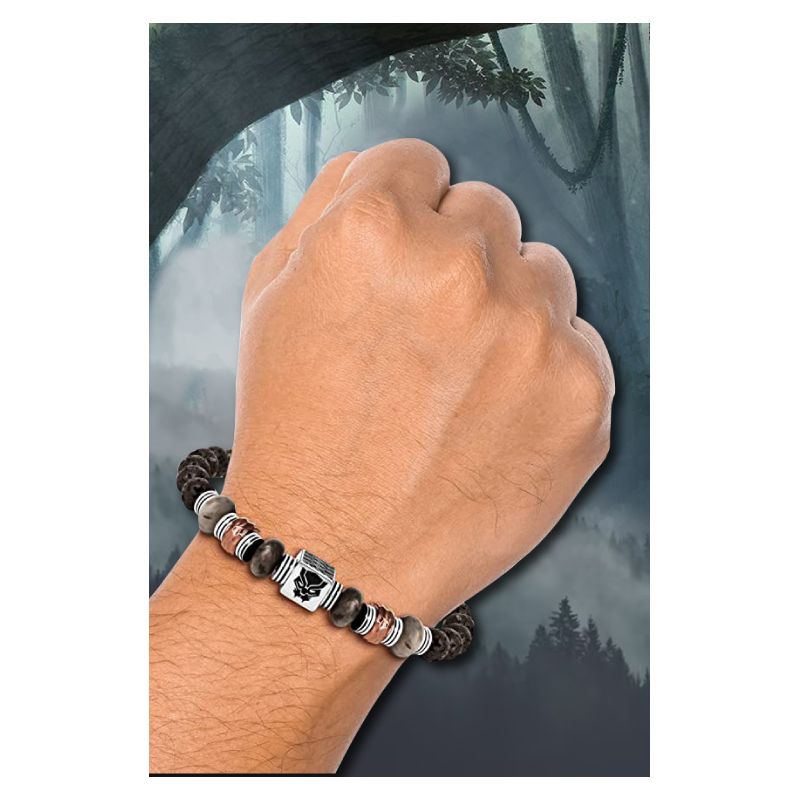 Marvel Black Panther Mens Stainless Steel Beaded Lariat Bracelet - Adjustable, 3 of 6