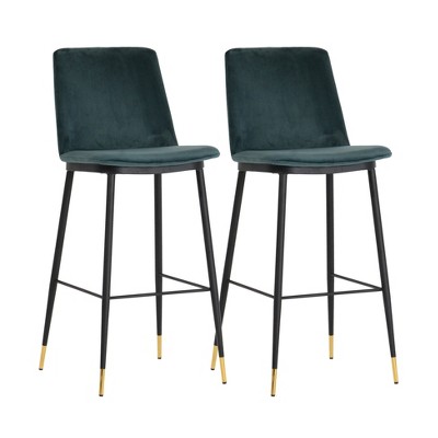 TOV Furniture Evora Velvet Counter Stool - Set of 2 Green 20.3"W x 18.1"D x 37.4"H