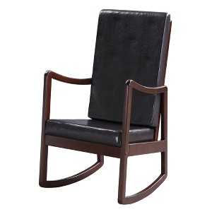 Rubber Wood and Plywood Rocking Chair with Armrest, Removable Cushions and Foam Padding for Living Room - 1 of 4