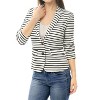 INSPIRE CHIC Women's Notched Collar Long Sleeve Button Front Striped Blazer - 2 of 4
