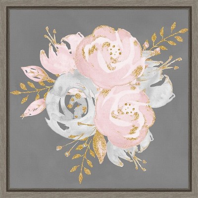 Amanti Art Floral Bouquet On Gray by Nature Magick Canvas Wall Art Print Framed 16 x 16-in.