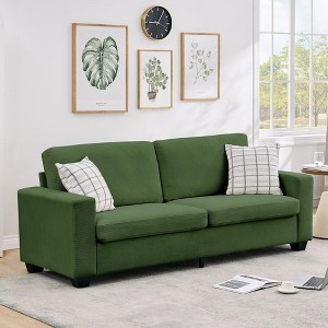 87" Corduroy Couch, 3 Seater Deep Seat Sofa with Wide Armrests, Sturdy Structure, Easy Assembly, Cloud Sofa for Living Room or Apartment - 1 of 4
