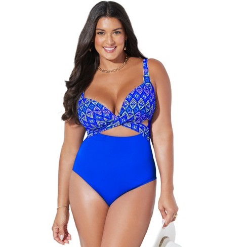 Swimsuits For All Women's Plus Size Ruched Underwire One Piece Swimsuit