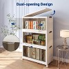 Modern Sideboard Decorative Storage Cabinet, Collapsible Storage Bins Organizer, Stackable Cube Large Plastic Storage Box with Lids and Wheels,White - image 2 of 4