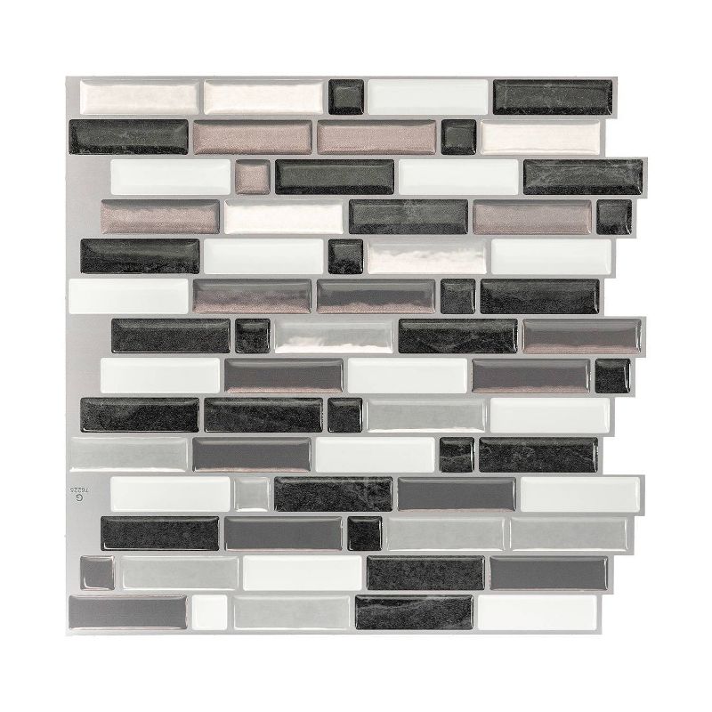Smart Tiles 3D Peel and Stick Backsplash 4 Sheets of 9.73&#34; x 9.36&#34; Kitchen and Bathroom Wallpaper Crescendo Modena, 1 of 6