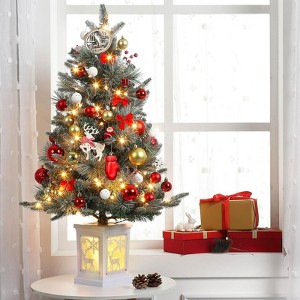 Orieon 36in Prelit Tabletop Christmas Tree with Timer, Snow Flocked Branches & 78 LED Lights, Battery Operated Mini Xmas Tree - 1 of 4