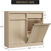 Tilt Out Trash Can Cabinet, Hidden Garbage Bin Storage with Pet Proof Design, Waste Bin Concealer Organizer for Kitchen, Pantry, Dining & Living Room - 2 of 4