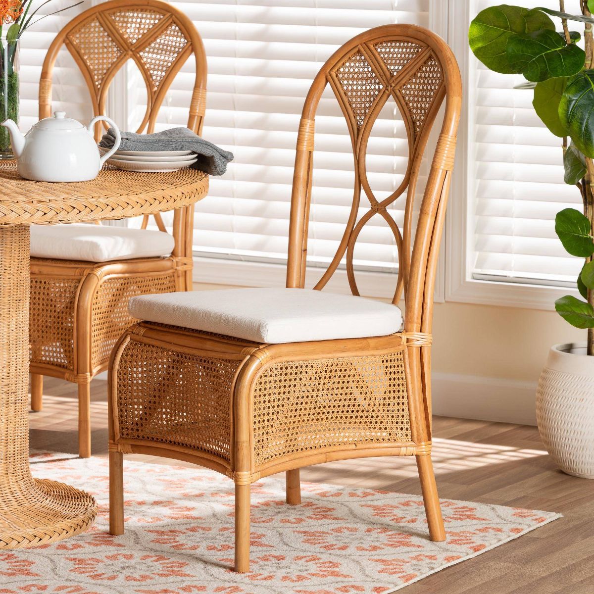 bali & pari Elsa Natural Rattan Dining Chair Light Honey - thumbnail 3