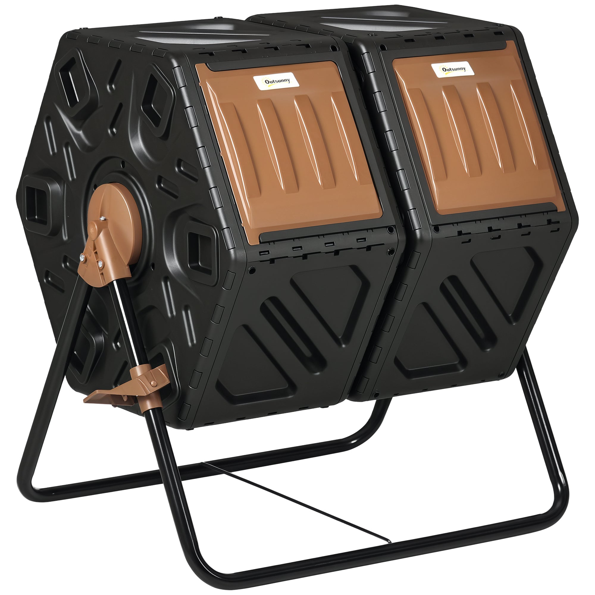 Aghana Digitals 120 Gallon BPA-Free Brown Compost Bin with 80 Vents, 2 Sliding Doors, Fast Fertile Brown, Black 26.50×23.50×30.30 in