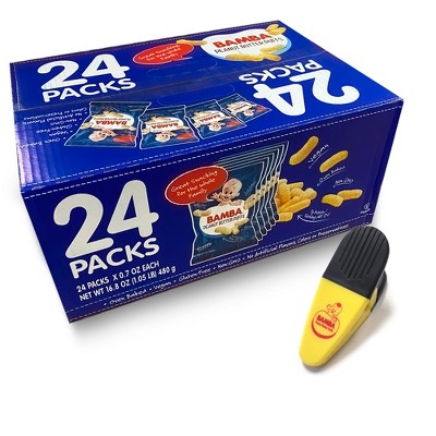 Osem Bamba Peanut Butter Snacks Bundle With Bag Clip (Pack of 24)