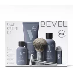 BEVEL Men's Shave Kit - Safety Razor, Shave Brush, Shave Cream, Pre Shave Oil, Post Shave Balm and 40 Blades - 6ct