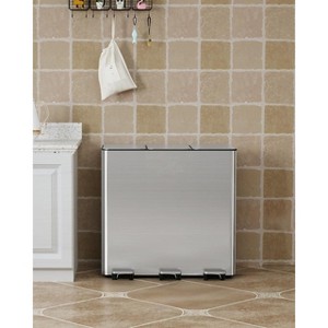 EcoSummer 23.8 Gallon Triple-Compartment Stainless Steel Trash Can with Pedal, Odor Seal & Easy-Clean Design. - 1 of 4