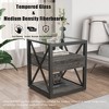 Lyngins 3-Tier Side Table with Drawer – Tempered Glass Top, Metal X-Frame, End Table for Living Room, Nightstand with Vintage Industrial Charm - 2 of 4