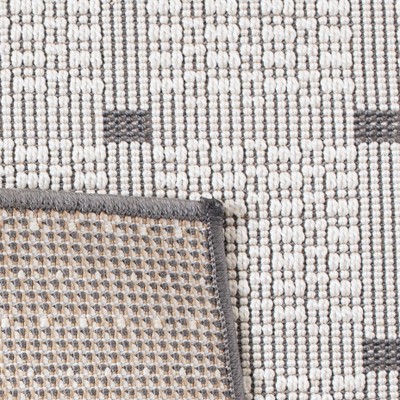 Gray Synthetic Square Reversible Indoor/Outdoor Rug