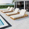Christopher Knight Home Alfred Outdoor Acacia Wood Adjustable Chaise Lounge with 3-Fold Water-Resistant Cushion (Set of 4) - 2 of 4