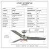 Urban Ambiance Luxury Contemporary Ceiling Fan 13.505''H x 52''W,  Hand-Painted Silver Finish,  Tamworth Collection, UHP9352 - 3 of 4