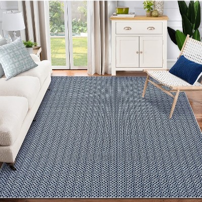 Modern Area Rug -Washable Low Pile Non Slip Floor Carpet Soft Non Shedding Thin Rug,Faux Woven Design