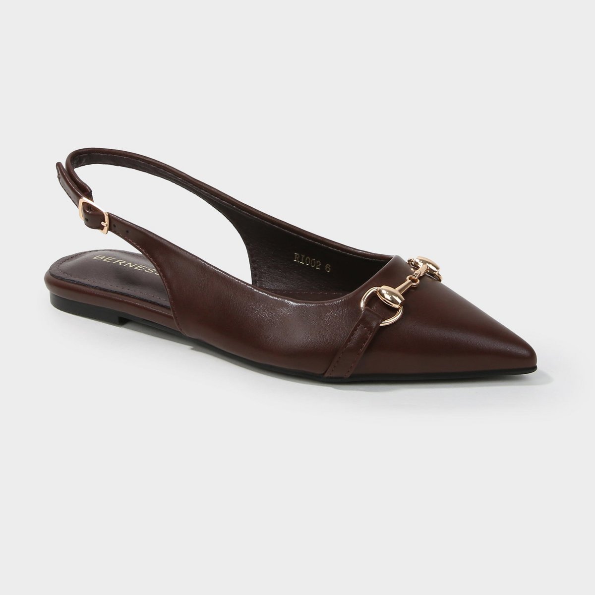 Обувь BERNESS Women's Rio Chain Accent Faux Leather Slingback Flats Wine 10 — фото 6