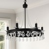 DORESshop 6-Light Black Wagon Chandelier with Crystal Bead Hanging Ceiling FixtureRustic Vintage Candle Style Industrial Ceiling Light - 2 of 4