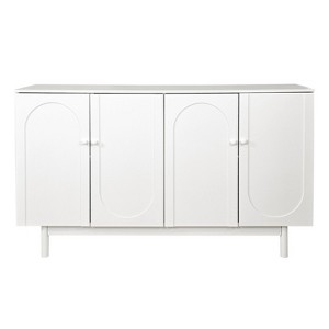 TIRAMISUBEST Modern 4-Door Intaglio Storage Cabinet with Pine Legs, Solid Wood Pulls and Adjustable Shelf for Living Room, Bedroom, and Kitchen - 1 of 4