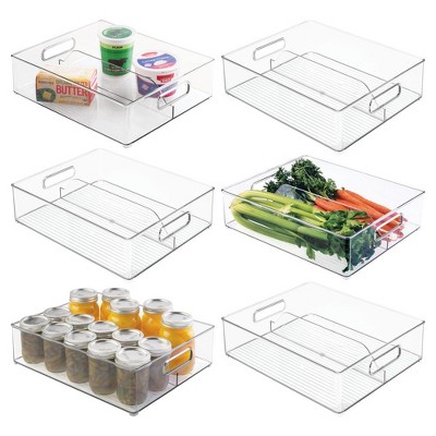 mDesign Divided Storage Bin for Fridge or Pantry, Set of 6, Clear, Made in USA