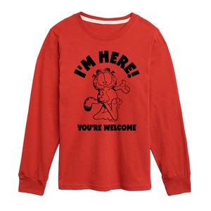 Boys' - Garfield - I'm Here Youre Welcome Long Sleeve Graphic T-Shirt - 1 of 4