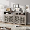 homfan Farmhouse TV Stand for 81 Inch, with LED Lights and Storage, Wooden Media Console Cabinet Furniture with Glass Door for Living Room Bedroom - 3 of 4