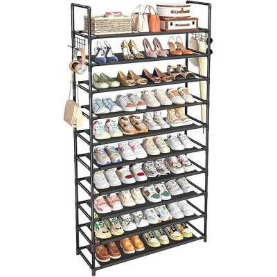 Simple Trending Shoe Rack Storage Holds 40 Pairs, Large Capacity Tall Shoe Organizer Shelf for Closet Entryway, Black
