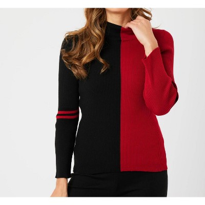 Women's Two Tone Mock Neck Sweater - Angel Apparel