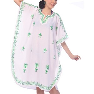 HAPPY BAY Women's House Daily Routine Evening Wear Loungewear Solid Casual Relaxed Caftan Knee Length Cover Up Dresses for Women 2X-3X White, Solid - 1 of 4
