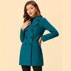 Allegra K Women's Notched Lapel Double Breasted Long Trench Coat - 2 of 4
