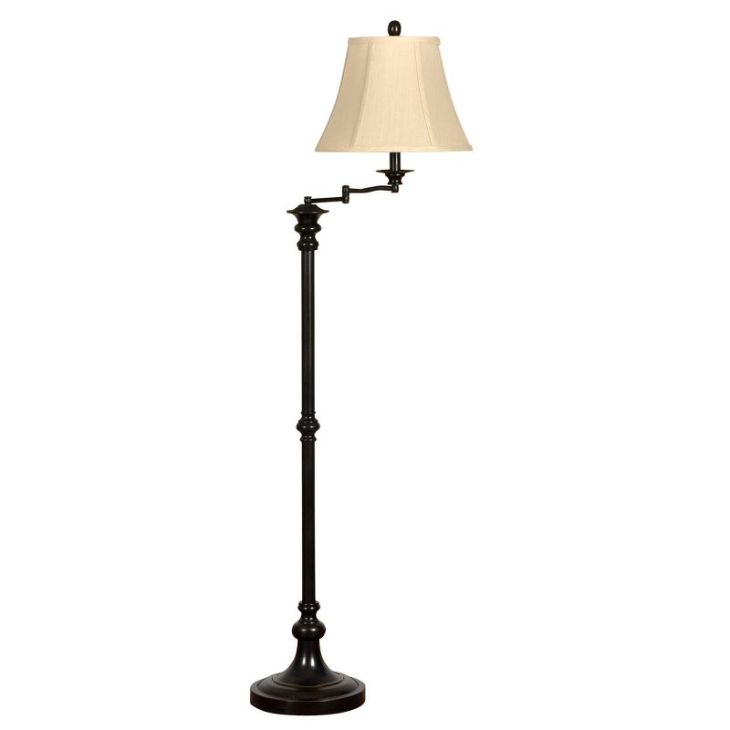 Menlo 62" Adjustable Swing Arm Floor Lamp in Aged Bronze with Cream Shade