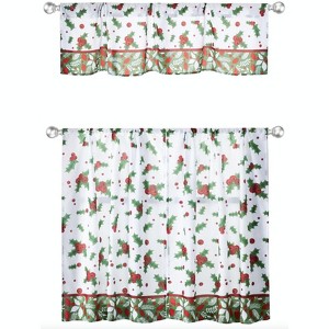 GoodGram Christmas Evergreen Berries Complete 3 Pc Kitchen Curtain Tier & Valance Set - 58 in. W x 15 in. L - 1 of 1