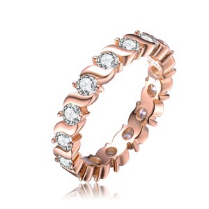 Guili Blush Sterling Silver Rose Gold-Plated Clear Cubic Zirconia Band Ring, A Delicate Fusion of Elegance, Sophistication, and Beauty, Size 6, 7, 8 - 1 of 2