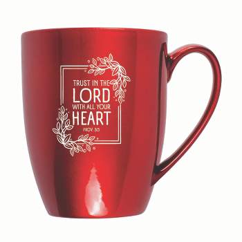 Elanze Designs Trust In The Lord With All Your Heart 10 ounce New Bone China Coffee Tea Cup Mug For Your Favorite Morning Brew, Cardinal Red