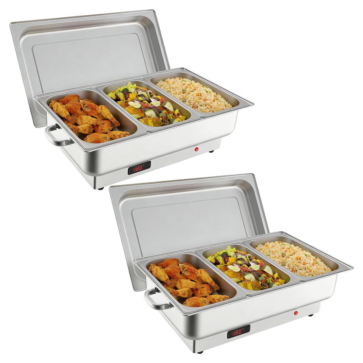 Garvee 2 Pack Electric Chafing Dish Buffet Set, 9QT Stainless Steel Food Servers and Warmers, with Temperature Control Display
