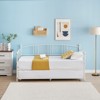Homhougo Twin Rectangular Twin Metal Daybed with Trundle, Sofa Bed Frame with 6 Casters and Steel Slat Support White - 3 of 4