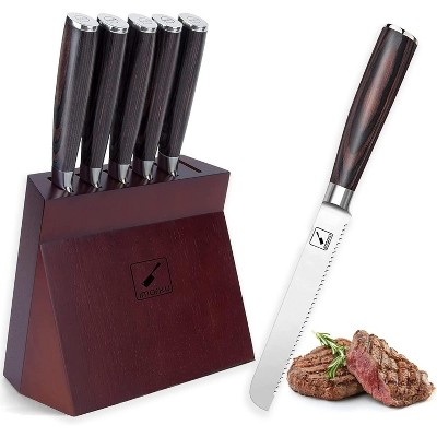 imarku Steak Knives Set of 6, German High Carbon Stainless Steel Serrated Knife Set, 5-inch Safe Material Sharp Knives with Ergonomic Handle