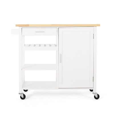 GDFStudio Carmelina Contemporary Wooden Kitchen Cart with Wheels