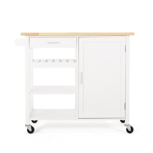 GDFStudio Carmelina Contemporary Wooden Kitchen Cart with Wheels - 1 of 4
