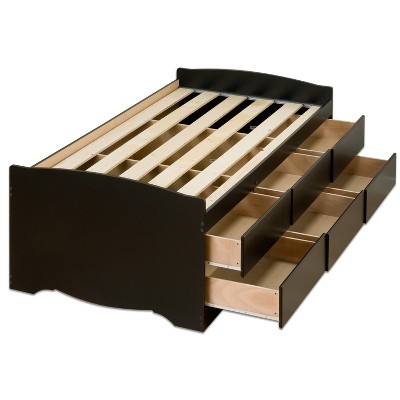 Tall Twin Platform Storage Bed Black, How To Put Together A Platform Bed With Drawers