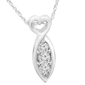Pompeii3 1/2ct Past Present Future 3Stone Diamond Pendant 14K White Gold - 1 of 3