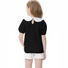 Girls Cute Tops Peter Pan Collar with Cute Bow Puff Short Sleeve Kids Fashion Shirts Summer Top Keyhole Tops Girls Blouse - 2 of 4