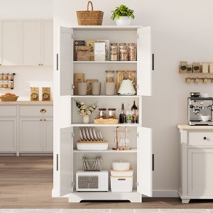 CuisinSmart 70in Tall Kitchen Pantry Cabinet,Freestanding Storage Cabinet with 4 Doors and Adjustable Shelves,Large Utility Wooden Coffee Bar Cabinet - 1 of 4