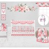 Bacati - Watercolor Floral Coral Gray 10 pc Girls Baby Crib Bedding Set with Long Rail Guard Cover 100% cotton fabrics - image 4 of 4