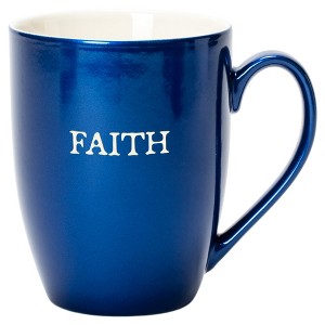 Elanze Designs Faith Navy Blue 10 ounce New Bone China Coffee Cup Mug - 1 of 4